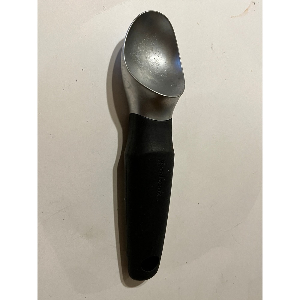 GoodCook Ice Cream Scoop Black Ergonomic Soft Grip Handle Silver Metal Head